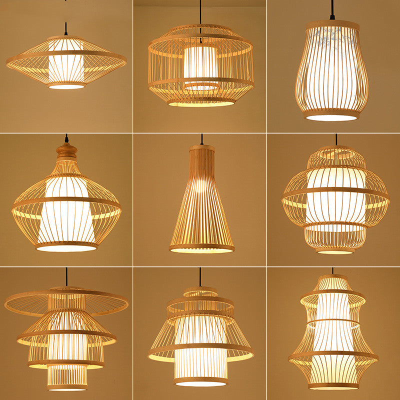 New Chinese Style Bamboo Weaving Handicraft Pendant Lamp