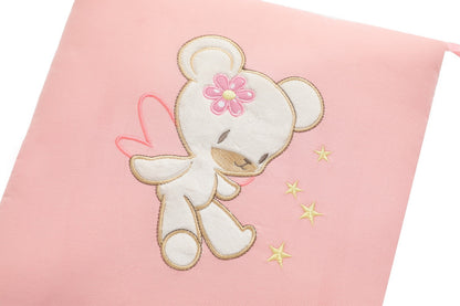 Baby Bed Cover Pink Stars Angel Bear