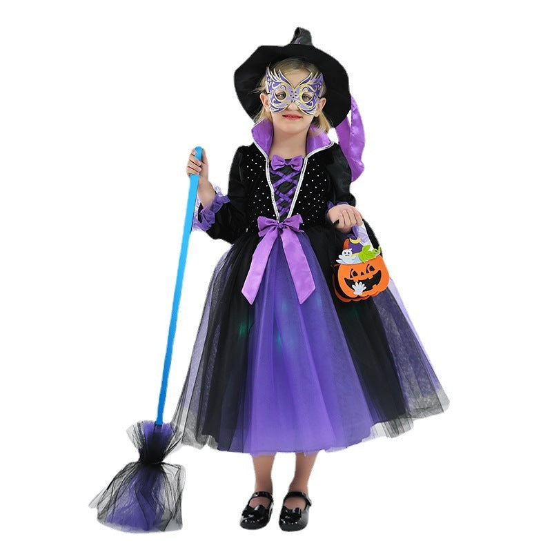 Costume de spectacle d'Halloween pour filles, robe lumineuse