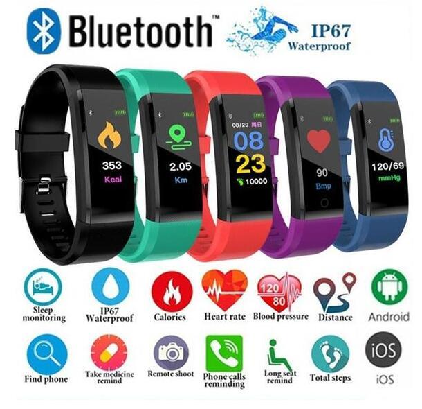 Bracelet intelligent avec Bracelet Bluetooth moniteur de fréquence cardiaque montre activité Fitness Tracker