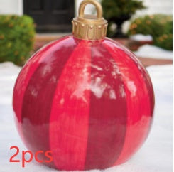 Bola de adorno navideño para exteriores, de PVC, 60 cm, inflable, decorada, bolas gigantes de PVC, grandes, para decorar árboles de Navidad