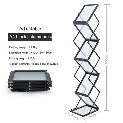 A4 Aluminum Alloy Folding Data Frame Storage Floor