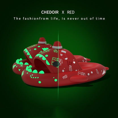 Zapatillas de Halloween y Navidad con diseño de tiburón luminoso para parejas, zapatillas de casa para hombre y mujer, zapatillas de baño antideslizantes para el hogar