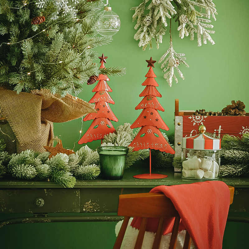 Adornos pequeños de metal para decoración de ventanas de árboles de Navidad y hogares