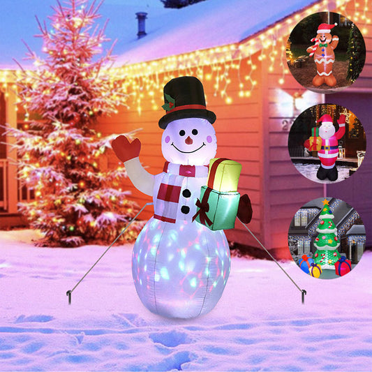 Lumières LED de noël scintillantes, arbre de père noël, bonhomme de neige, poupée gonflable, décor de jardin extérieur