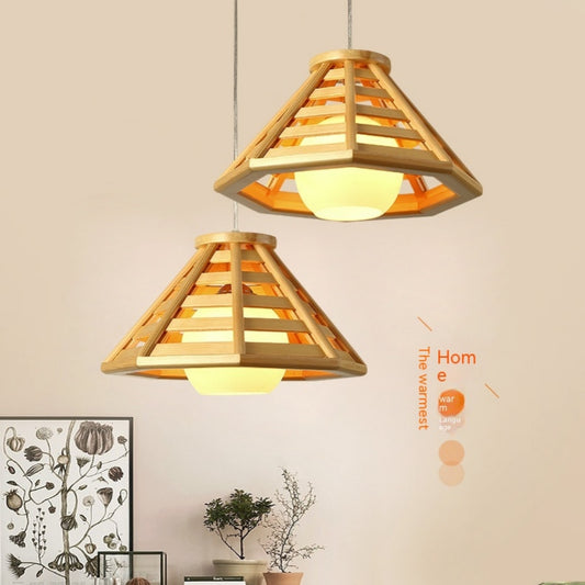 Modern Minimalist Bamboo Woven Woodcraft Ceiling Lamp Restaurant Bar Hotel Inn Balcony LED Chandelier