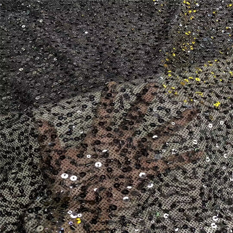 Polyester Beaded Tube Embroidered Garment Fabric