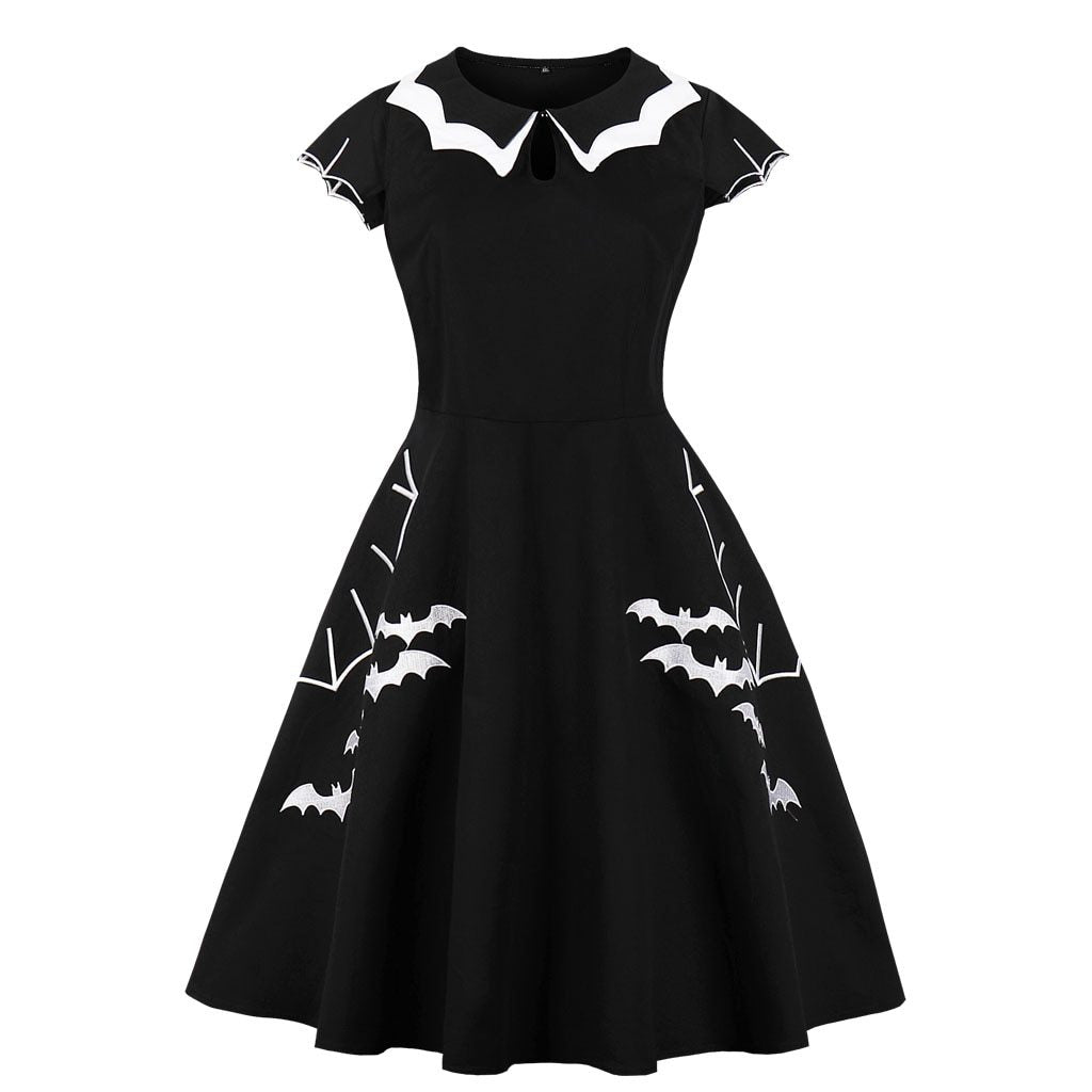 Halloween bat embroidered dress