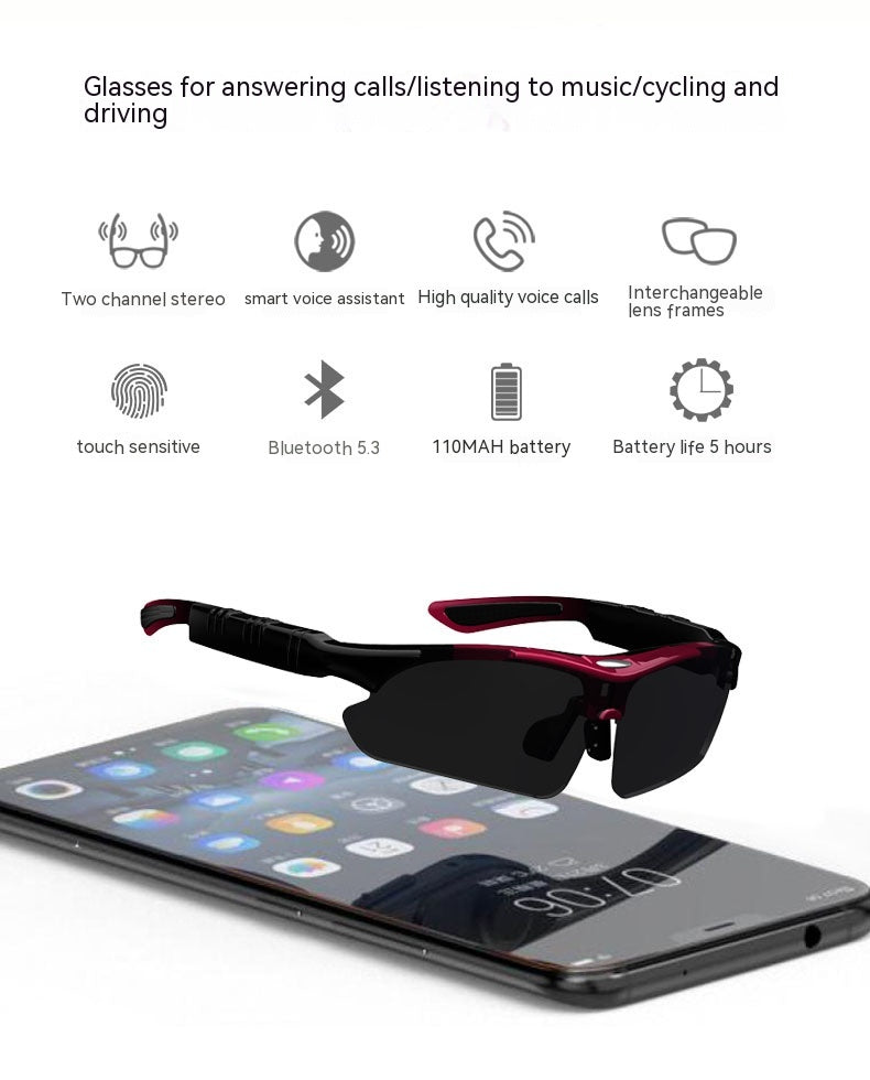 Casque de lunettes Bluetooth Sports de course en plein air