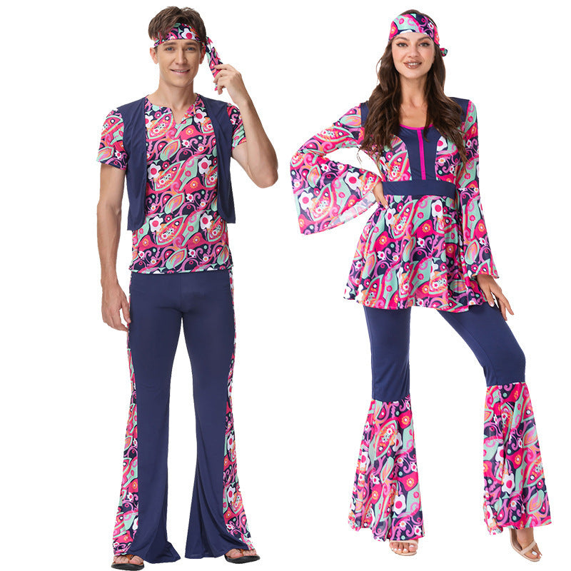 Halloween New Couple Retro Hippy Disco Dress