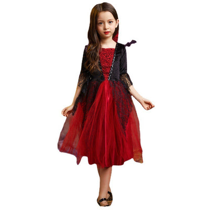 Robe de princesse vampire en gaze pour enfants pour Halloween