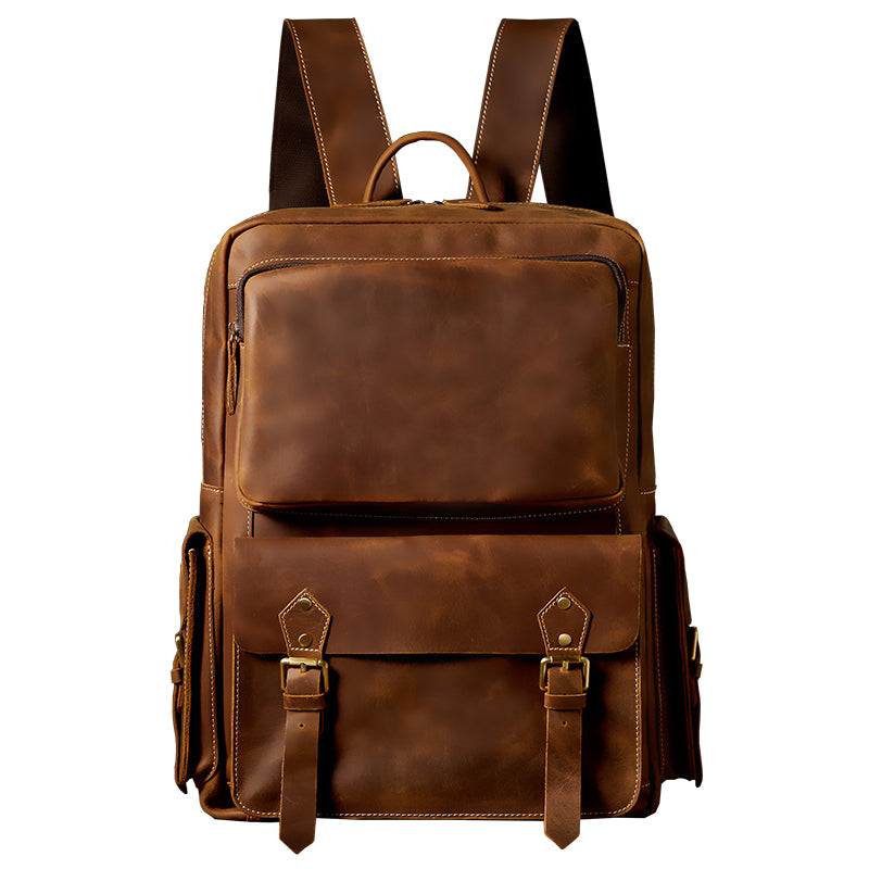 Handmade First Layer Cowhide Backpack Men's Retro Leather