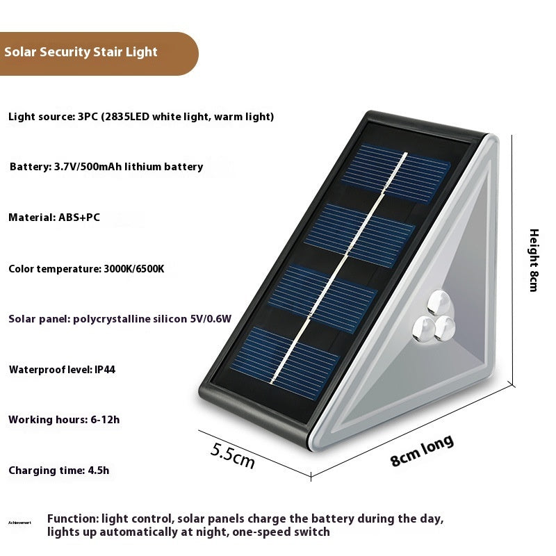 Lampe de courtoisie solaire pour escaliers d'extérieur étanche