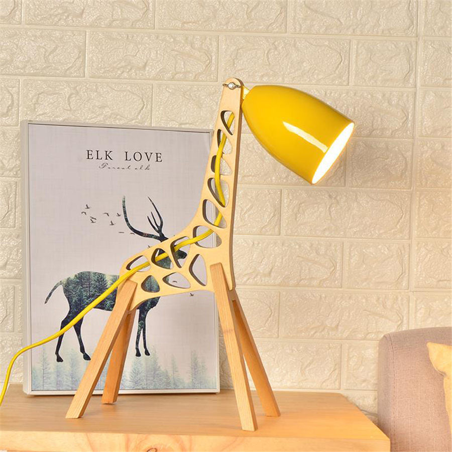 Lampe de bureau pour chambre d'enfant en bois girafe