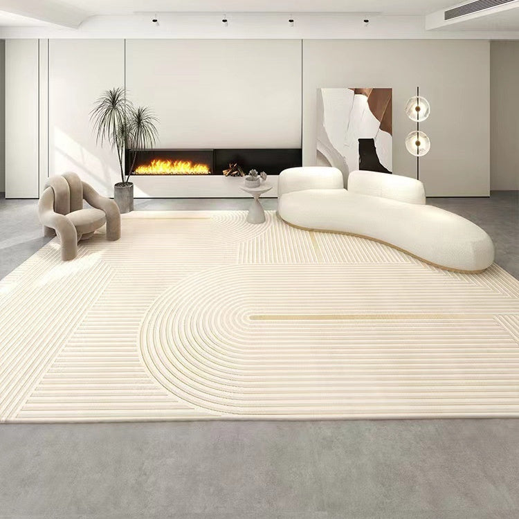 Tapis de style crème simple pour table basse de salon