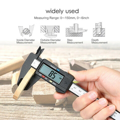 Carbin Fibra Electrónica Digital Vernier Calibre Micrómetro Calibre LCD 6 150mm