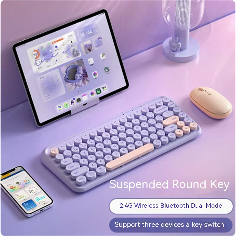 Ensemble clavier et souris Bluetooth à trois modes, sans fil, pour ordinateur portable, tablette de bureau pour filles