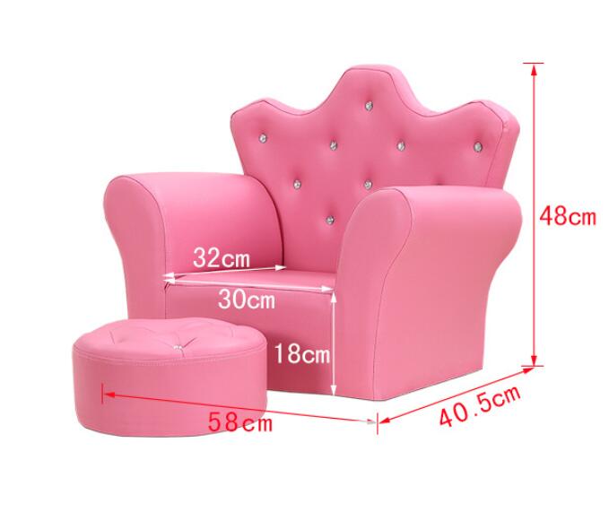 Children's Mini Cute Crown Sofa With Stool