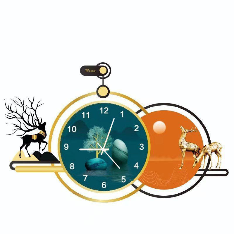 Horloge acrylique de tête de cerf de maison de salon