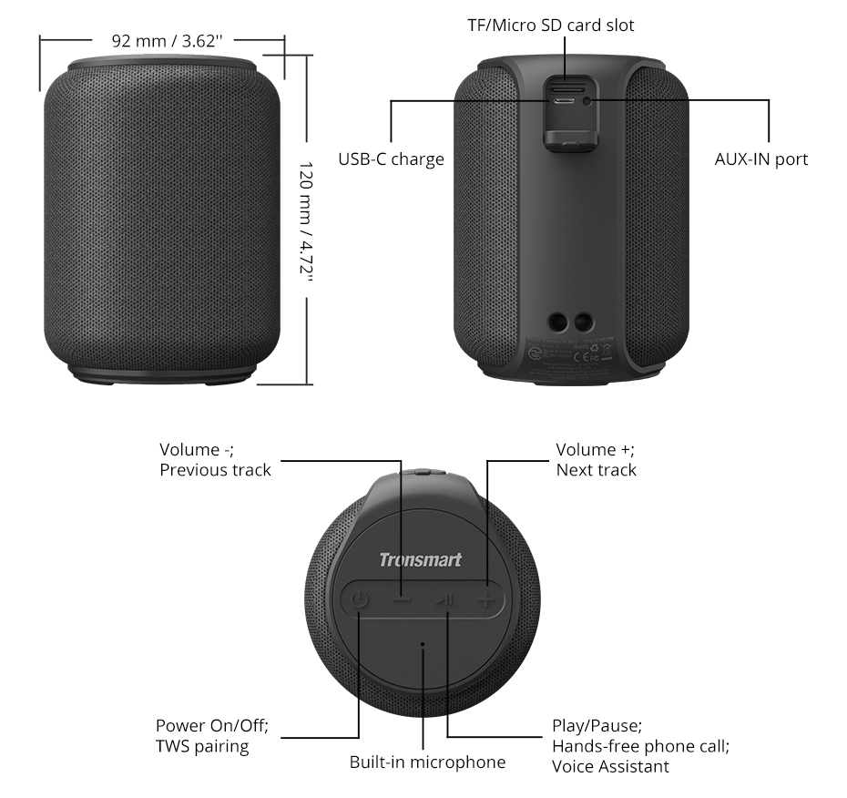 Altavoz impermeable con tarjeta de conducción de gran volumen y súper graves