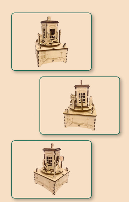 Wooden Music Box Telephone Booth Furniture