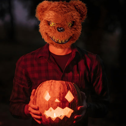 Máscara aterradora de Halloween, máscara de oso, conejo, conejito, máscara de cabeza de peluche sangrienta, accesorios de disfraz de cosplay, máscara de oso y conejo diablo de terror para fiesta de Halloween