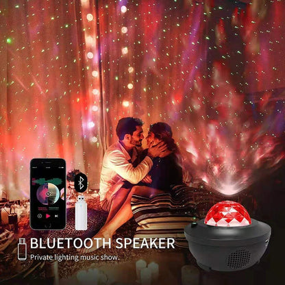 Proyector de luz LED de estrella con USB, luz nocturna con música, onda de agua estrellada, Bluetooth, activado por sonido, decoración de luz