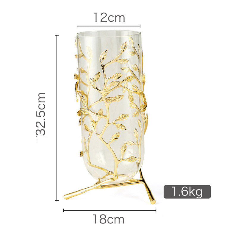 Geometric Glass Vase Living Room Dining Table Entrance Decoration Flower Wine Cabinet Golden TV