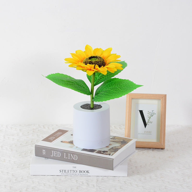 Lámpara de mesa con luz nocturna de simulación Led de girasol recargable, lámpara de escritorio decorativa con flores de simulación para restaurante, Hotel, regalo de boda