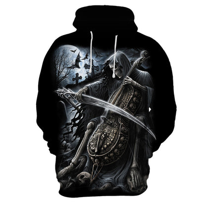 New Halloween Christmas Eve Skull 3D Digital Printed Fashion Brand Men's Pullover Hooded Sweater