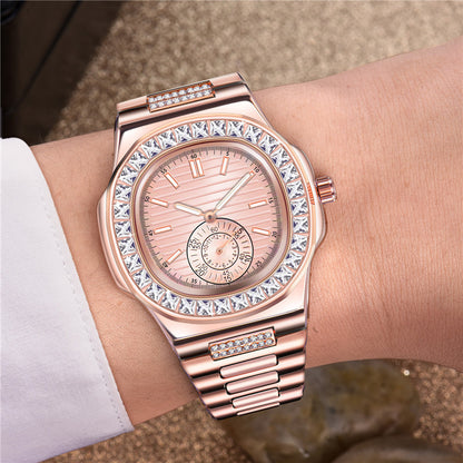 Montres cadeaux en diamant de marque de luxe en alliage de mode pour hommes