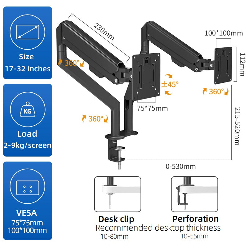 Display Dual Screen Bracket Desktop Without Punching