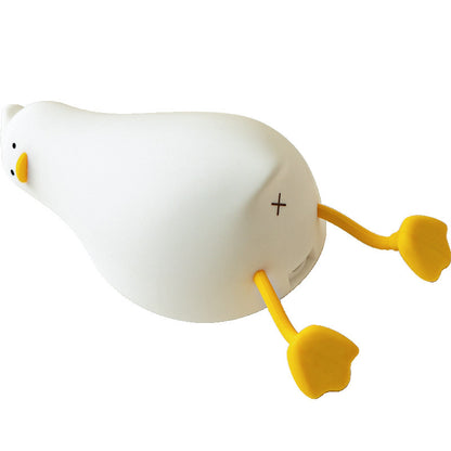 Lie Flat Duck Silicone Veilleuse Lampe de Table de Chevet pour Enfants LED Intelligente avec Veilleuse de Sommeil Pat Gradation Atmosphère Lampe de Table Cadeau