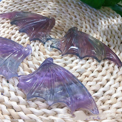 Natural Fluorite Bat Wing A Pair Of Ornaments