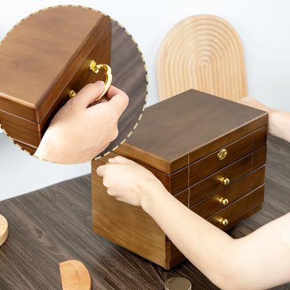 Solid Wood Jewelry Box Retro With Lock Wooden Storage Exquisite