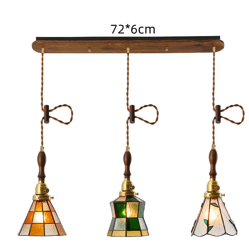 Japanese Retro Restaurant Bedroom Homestay Brass Glass Chandelier