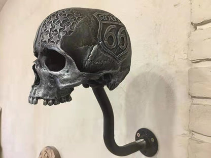 Support de casque de moto Tête de fantôme Décoration murale Crâne en résine Halloween Os