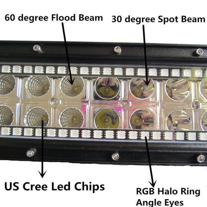 Lampe antibrouillard Magic Run, lampe de travail RGB, télécommande sans fil, commande Bluetooth