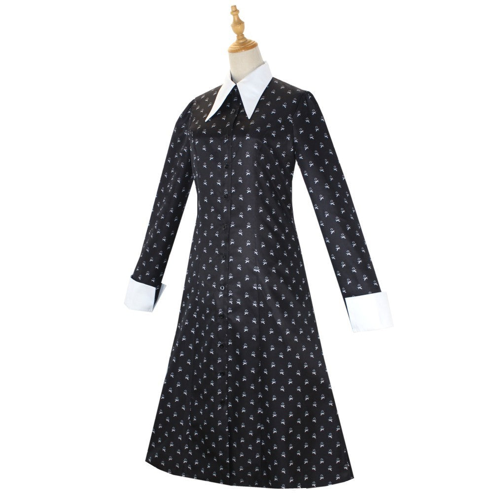 Costume Cos Halloween Mercredi Adams Robe Noire