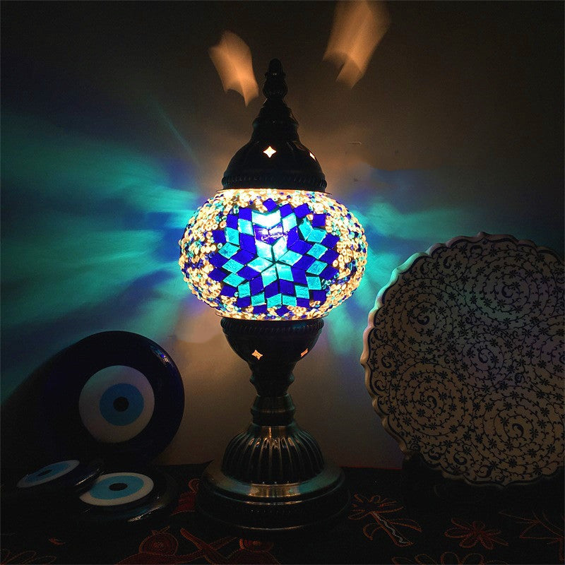 New Style Turkish Mosaic Table Lamp Vintage Art Deco Handcrafted Glass Romantic Bed Light