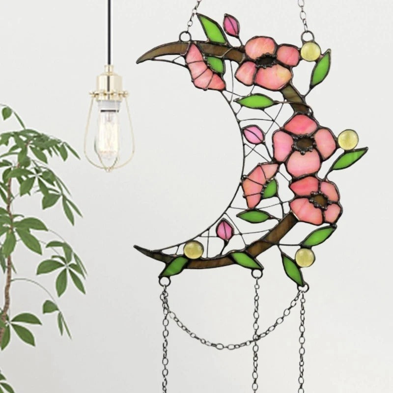 Pendentif décoratif pour la maison en forme de lune et de fleur