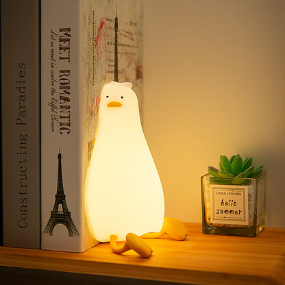 Lie Flat Duck Silicone Veilleuse Lampe de Table de Chevet pour Enfants LED Intelligente avec Veilleuse de Sommeil Pat Gradation Atmosphère Lampe de Table Cadeau