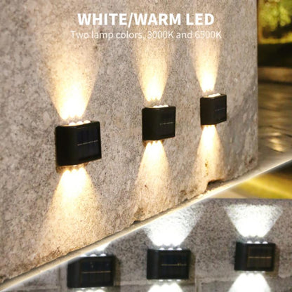 Luz Solar para jardín al aire libre, lámpara de pared de ambiente brillante hacia arriba y hacia abajo, luz decorativa para jardín, paisaje de la calle y patio