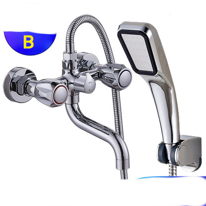 Bathroom Concealed Triple Shower Mixer Valve Copper Double Control Bathtub Faucet