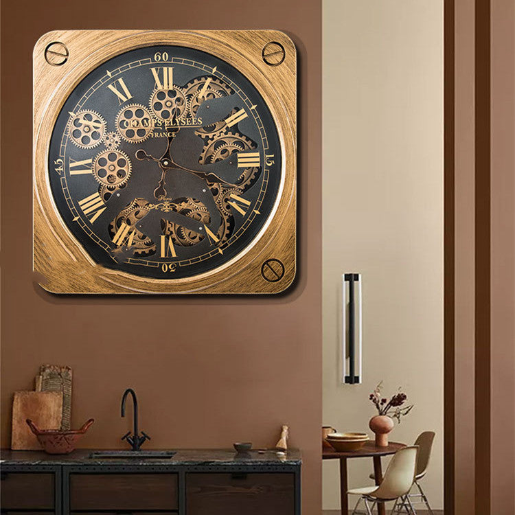 Reloj de pared con engranajes de plástico Vintage de arte creativo americano