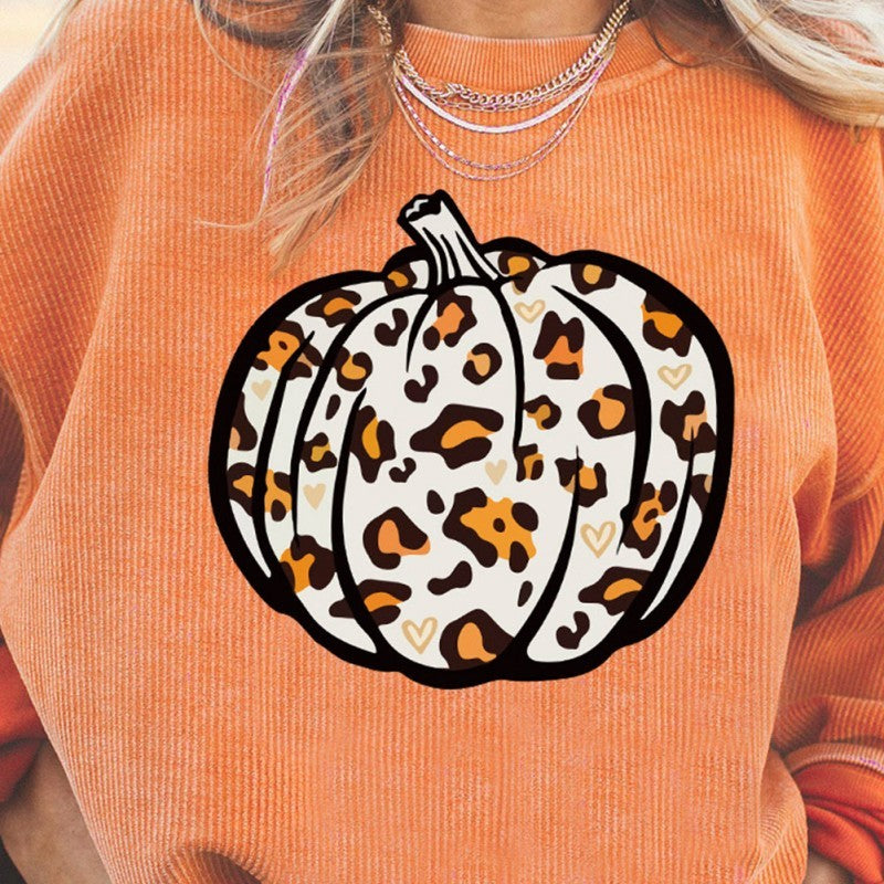 Suéter con cabeza de calabaza de Halloween jersey suelto de cuello redondo para mujer