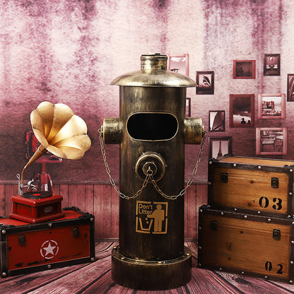 Iron Creative Industrial Style Vintage Fire Hydrant Shape Trash Can