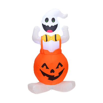 Wansheng Pumpkin Inflatable Model 12 M Strap Pumpkin Ghost Halloween Decoration