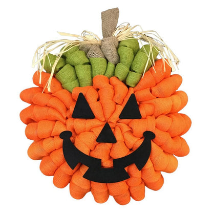 Couronne de citrouille d'automne pour Halloween, pendentif artificiel à suspendre à la porte d'entrée