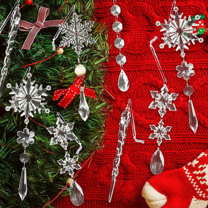 Lot de 10 pendentifs à suspendre pour sapin de Noël, bande de glace en acrylique, décoration de plafond de neige, ornements de Noël, nouvel an, décoration de maison